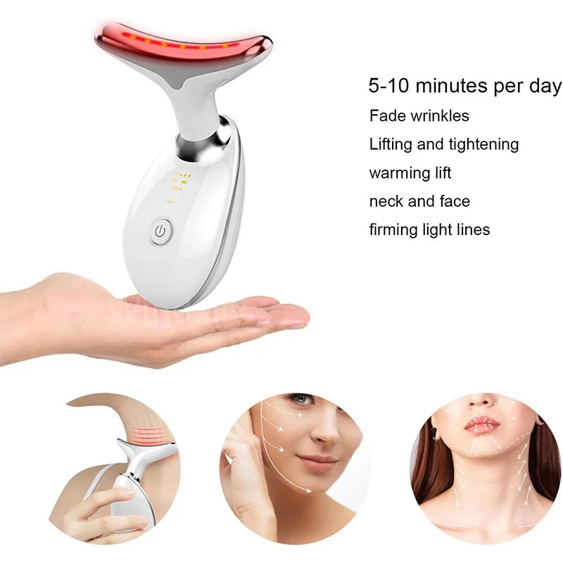 7-Color LED Facial & Neck Massager – Anti-Wrinkle, Lifting & Skin Tightening Tool