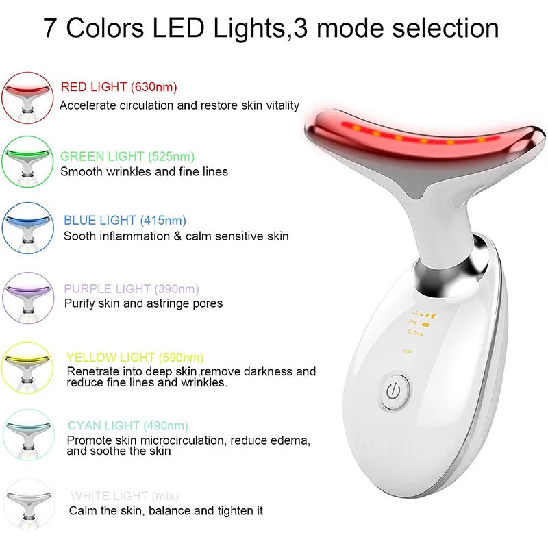 7-Color LED Facial & Neck Massager – Anti-Wrinkle, Lifting & Skin Tightening Tool